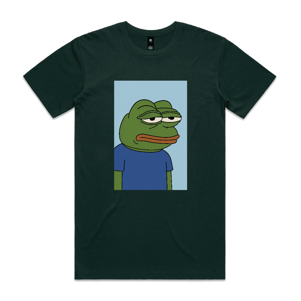 “Unimpressed Frog” Tee Blue Background – For When You’ve Had Enough