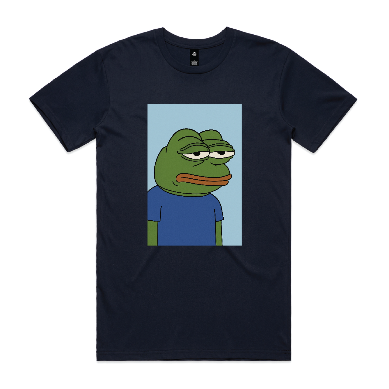 “Unimpressed Frog” Tee Blue Background – For When You’ve Had Enough