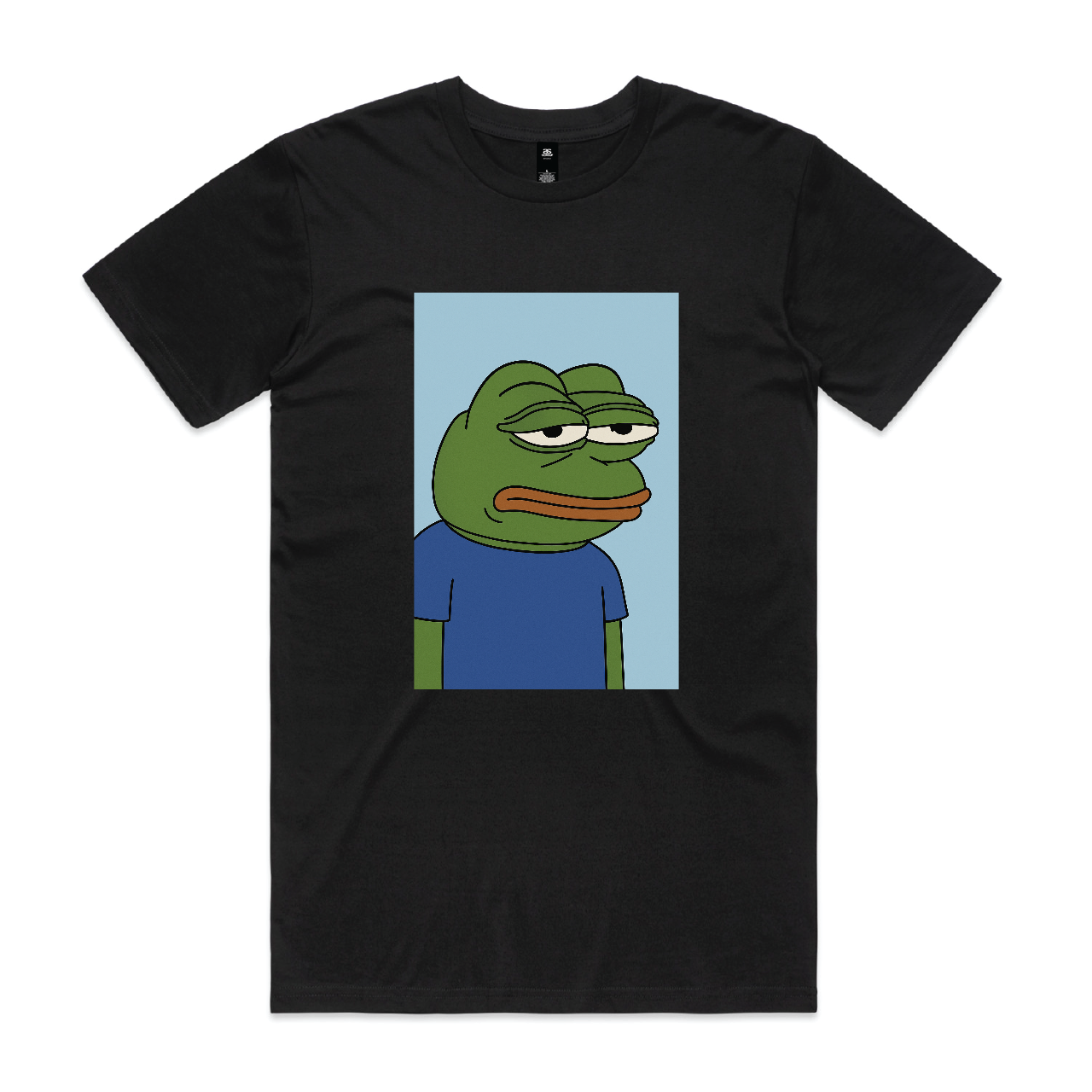 “Unimpressed Frog” Tee Blue Background – For When You’ve Had Enough